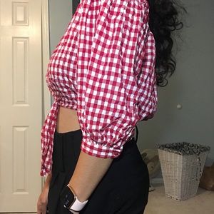 Gingham off the shoulder top